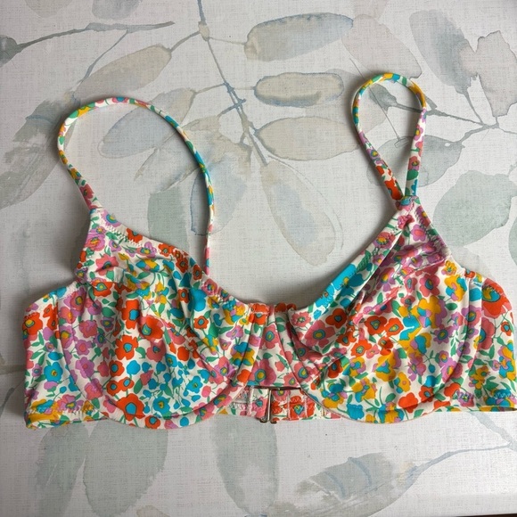 J.crew Womens 1993 Floral Underwire Bikini Top in Rainbow size 32C - Picture 2 of 8